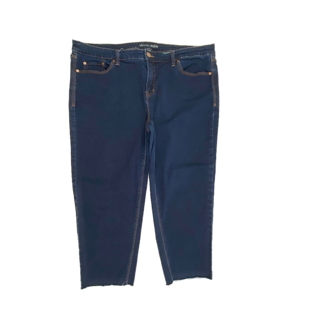 JCP Skinny Ankle‎ Raw Hem Women's size 20W Dark Wash Blue Denim jeans